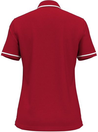 Am image of a Custom Under Armour Ladies' Tipped Teams Performance Polo in RED/ WHITE!