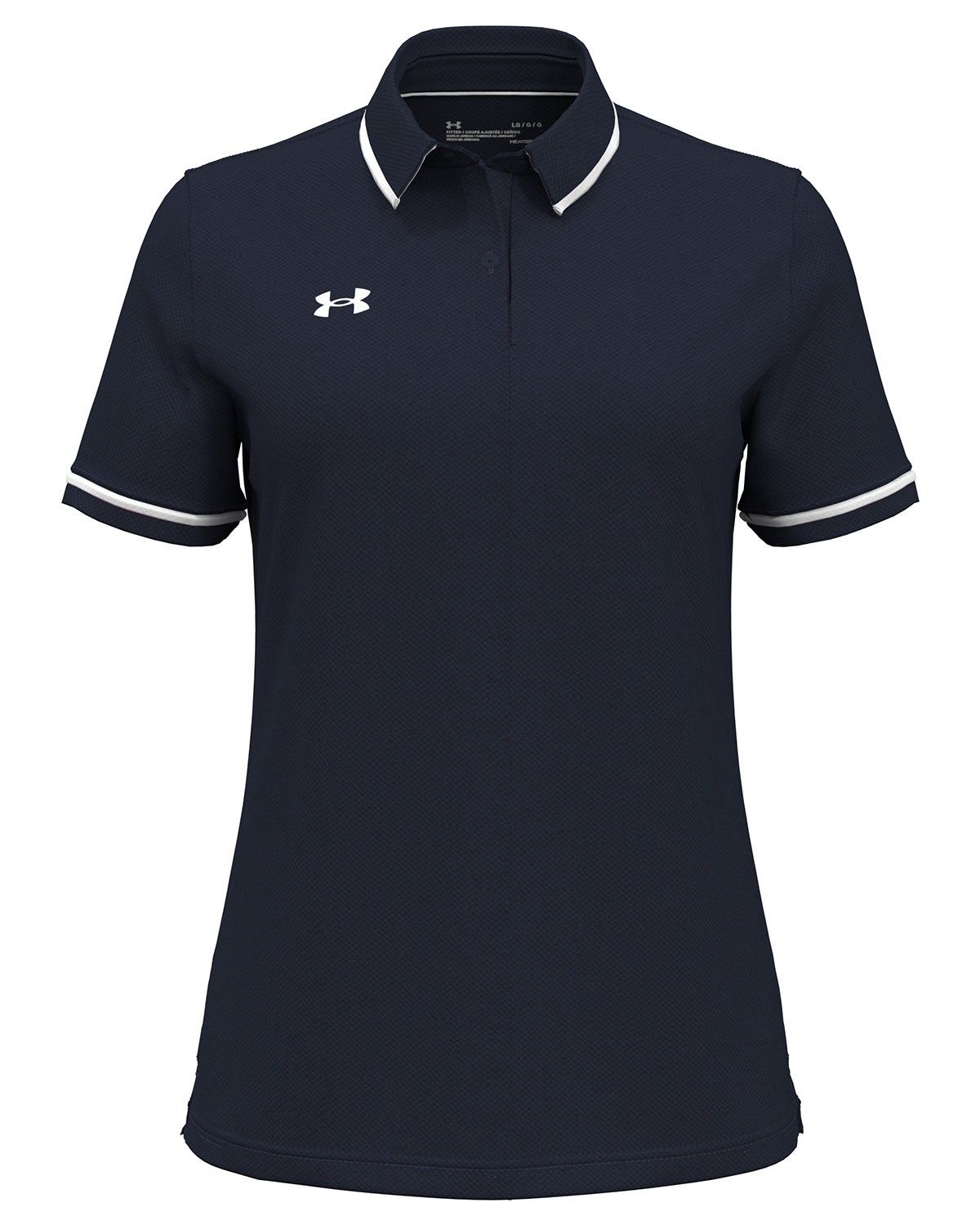 Under Armour Ladies' Tipped Teams Performance Polo in MID NVY/ WHT