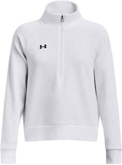 Am image of a Custom Under Armour Ladies Rival Fleece Quarter Zip in White!