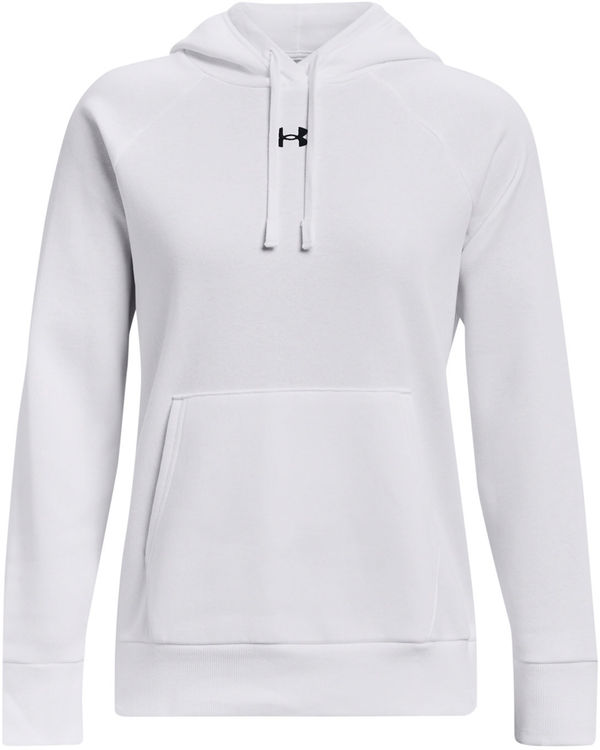 Am image of a Custom Under Armour Ladies Rival Fleece Hooded Sweatshirt in White!