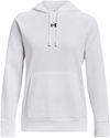 Am image of a Custom Under Armour Ladies Rival Fleece Hooded Sweatshirt in White!