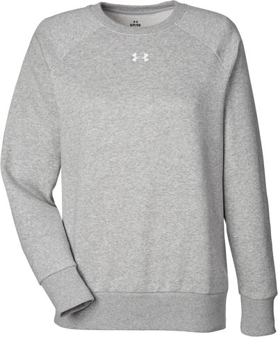 Am image of a Custom Under Armour Ladies Rival Fleece Sweatshirt in Grey!