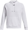 Am image of a Custom Under Armour Mens Rival Fleece Hooded Sweatshirt in White!