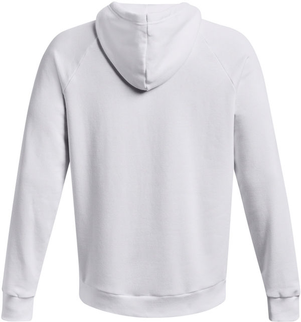 Am image of a Custom Under Armour Mens Rival Fleece Hooded Sweatshirt in White!