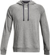 Am image of a Custom Under Armour Mens Rival Fleece Hooded Sweatshirt in Grey!