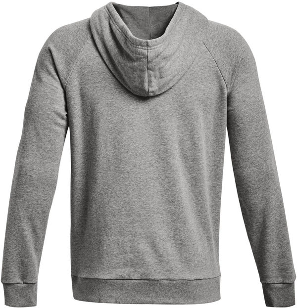 Am image of a Custom Under Armour Mens Rival Fleece Hooded Sweatshirt in Grey!
