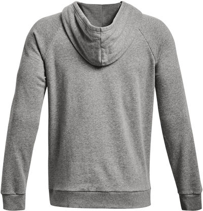 Am image of a Custom Under Armour Mens Rival Fleece Hooded Sweatshirt in Grey!