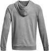 Am image of a Custom Under Armour Mens Rival Fleece Hooded Sweatshirt in Grey!
