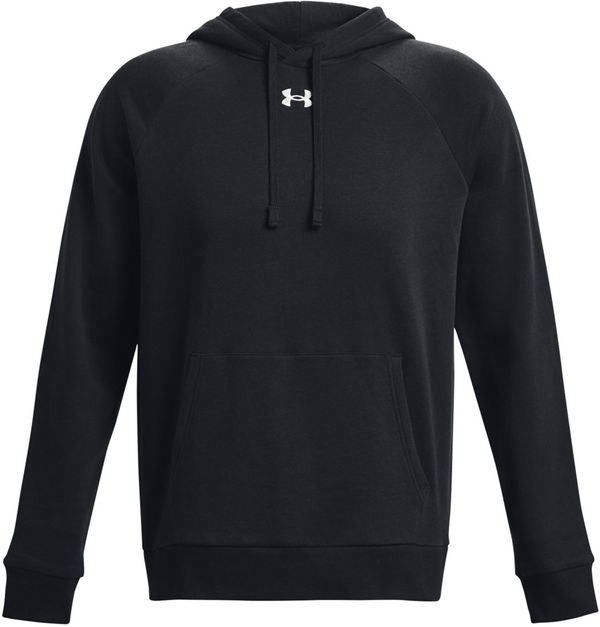Am image of a Custom Under Armour Mens Rival Fleece Hooded Sweatshirt in Black!