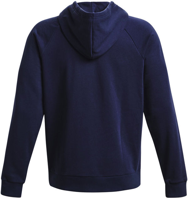 Am image of a Custom Under Armour Mens Rival Fleece Hooded Sweatshirt in Navy!