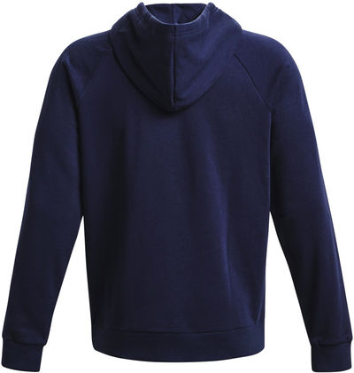 Am image of a Custom Under Armour Mens Rival Fleece Hooded Sweatshirt in Navy!