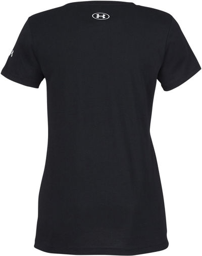Am image of a Custom Under Armour Ladies Athletic Raglan T Shirt in Black/white!
