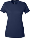 Am image of a Custom Under Armour Ladies Athletic Raglan T Shirt in Midnight Navy/White!