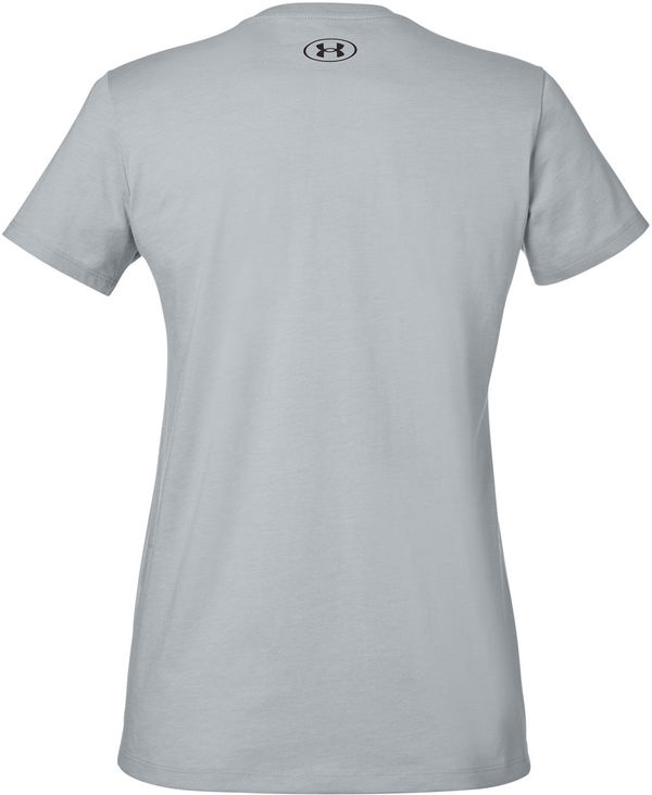 Am image of a Custom Under Armour Ladies Athletic Raglan T Shirt in Mod Grey Medium Heather/Black!