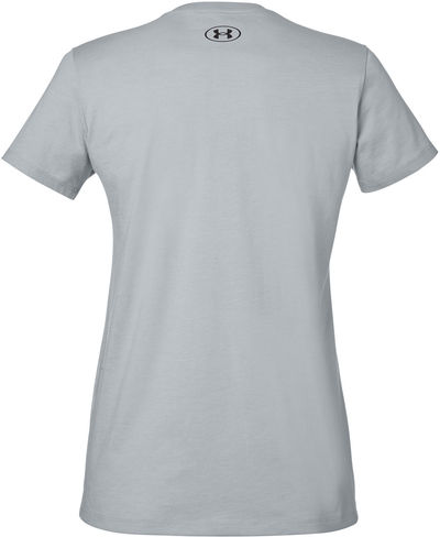 Am image of a Custom Under Armour Ladies Athletic Raglan T Shirt in Mod Grey Medium Heather/Black!