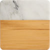 Am image of a Custom Marble and Bamboo Coaster Set in White/Natural!