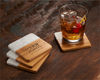 An image of a Custom Marble and Bamboo Coaster Set!