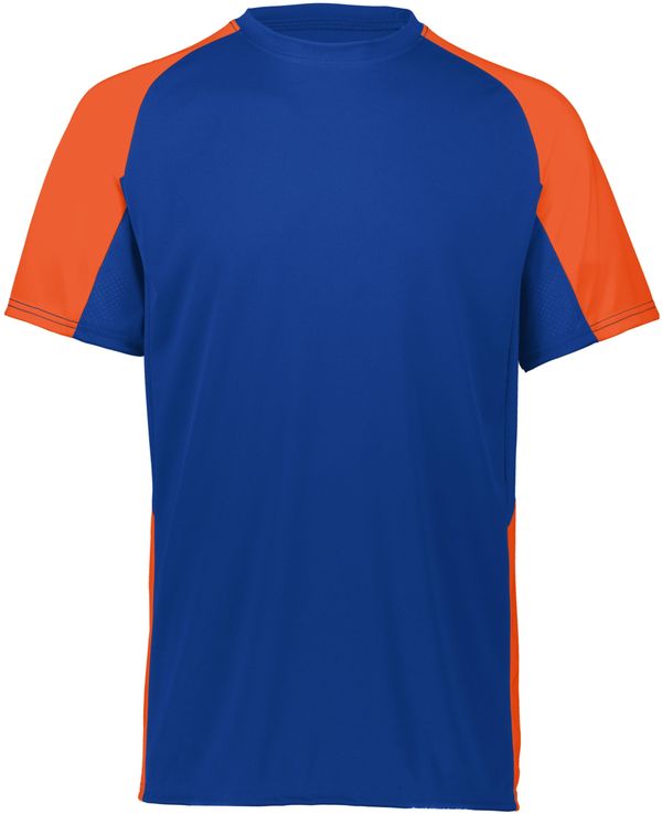 An image of a Custom Augusta Cutter Jersey in Royal/Orange!