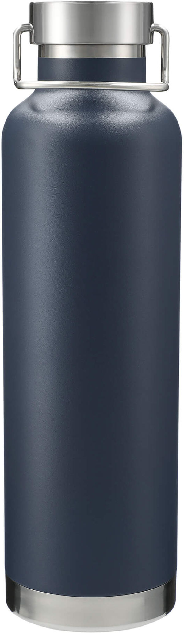 Am image of a Custom Thor Copper Vacuum Insulated Bottle 32oz in Navy!