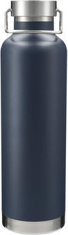 Am image of a Custom Thor Copper Vacuum Insulated Bottle 32oz in Navy!