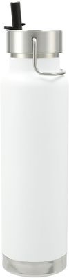 Am image of a Custom Thor Copper Vacuum Insulated Bottle 25oz Straw Lid in White!