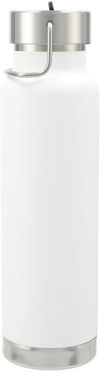 Am image of a Custom Thor Copper Vacuum Insulated Bottle 25oz Straw Lid in White!