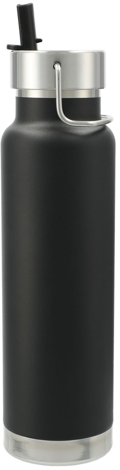 Am image of a Custom Thor Copper Vacuum Insulated Bottle 25oz Straw Lid in Black!