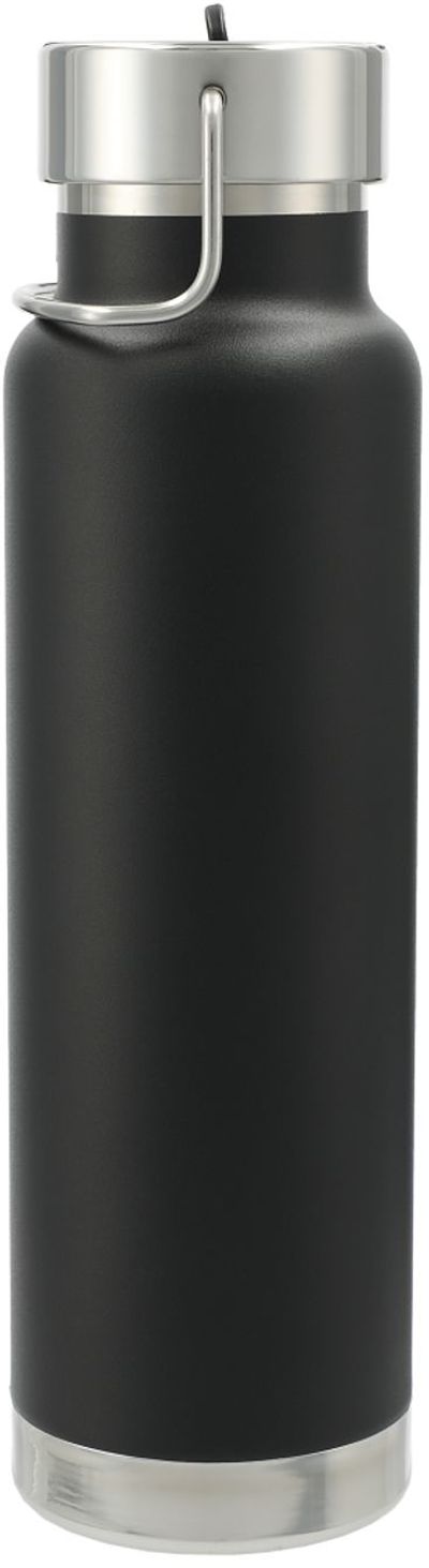 Am image of a Custom Thor Copper Vacuum Insulated Bottle 25oz Straw Lid in Black!