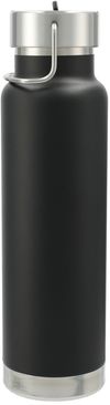 Am image of a Custom Thor Copper Vacuum Insulated Bottle 25oz Straw Lid in Black!