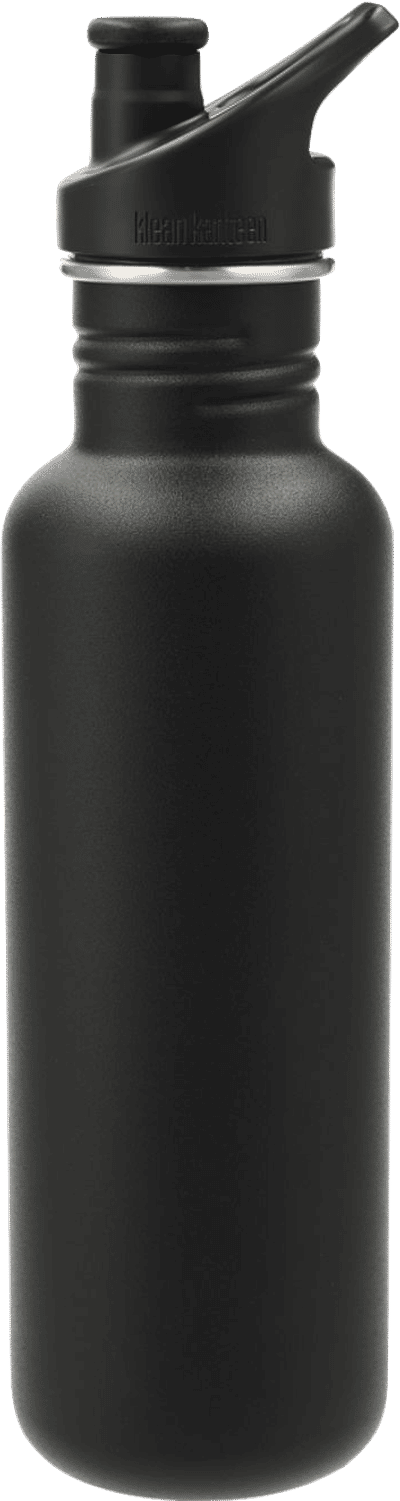 Am image of a Custom Klean Kanteen Eco Classic Sport Cap in Black!