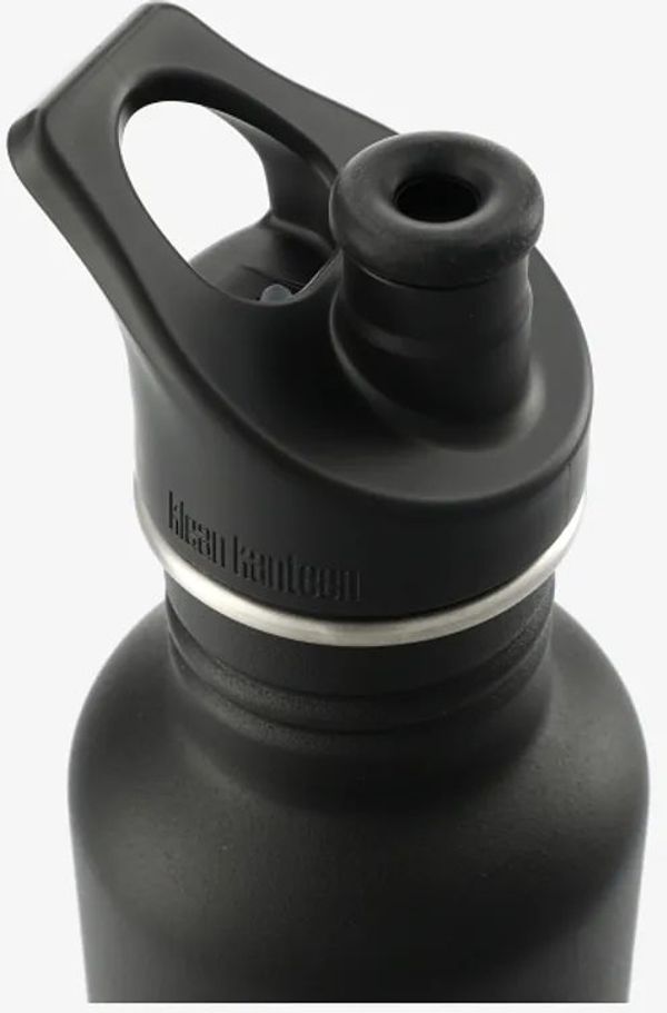 Am image of a Custom Klean Kanteen Eco Classic Sport Cap in Black!