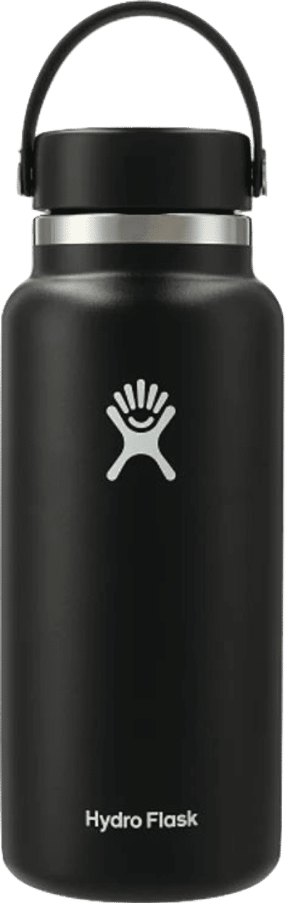 Am image of a Custom Hydro Flask Wide Mouth With Flex Cap 32oz in Black!