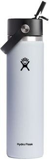 Am image of a Custom Hydro Flask® Wide Mouth with Flex Straw Cap 24oz in White!