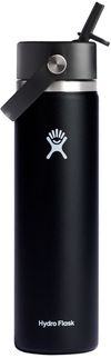 Am image of a Custom Hydro Flask® Wide Mouth with Flex Straw Cap 24oz in Black!