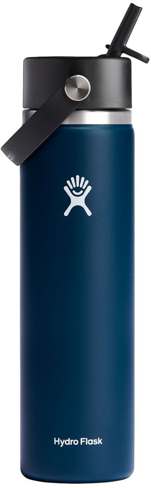 Am image of a Custom Hydro Flask® Wide Mouth with Flex Straw Cap 24oz in Indigo!
