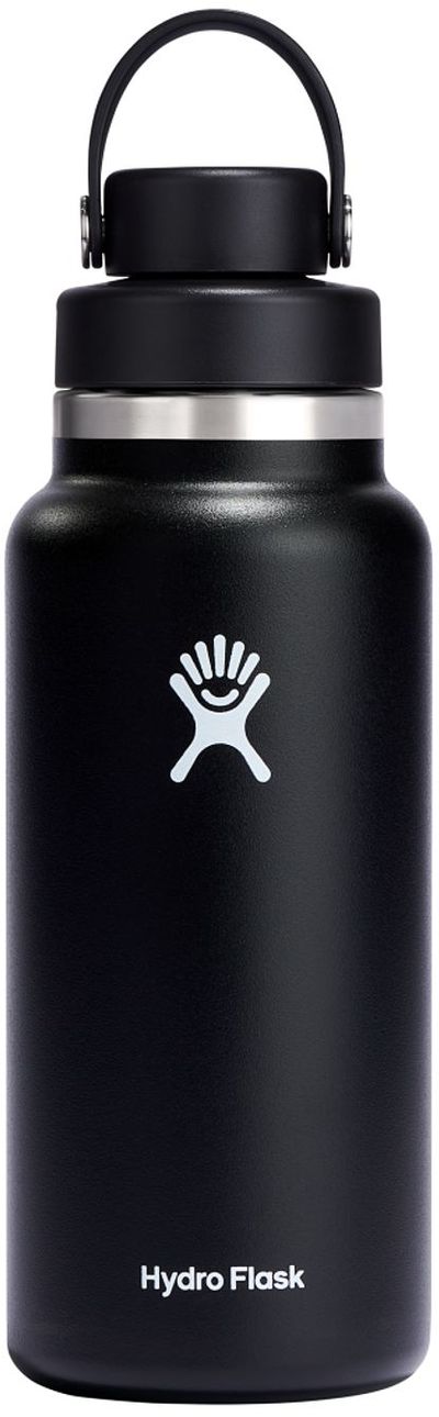 Am image of a Custom Hydro Flask® Wide Mouth 32oz Bottle with Flex Chug Cap in Black!