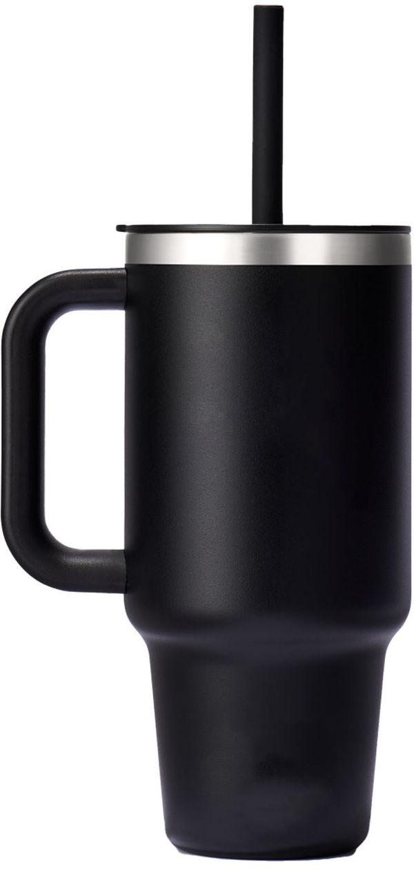 Am image of a Custom Hydro Flask All Around Travel Tumbler 32oz with Straw in Black!