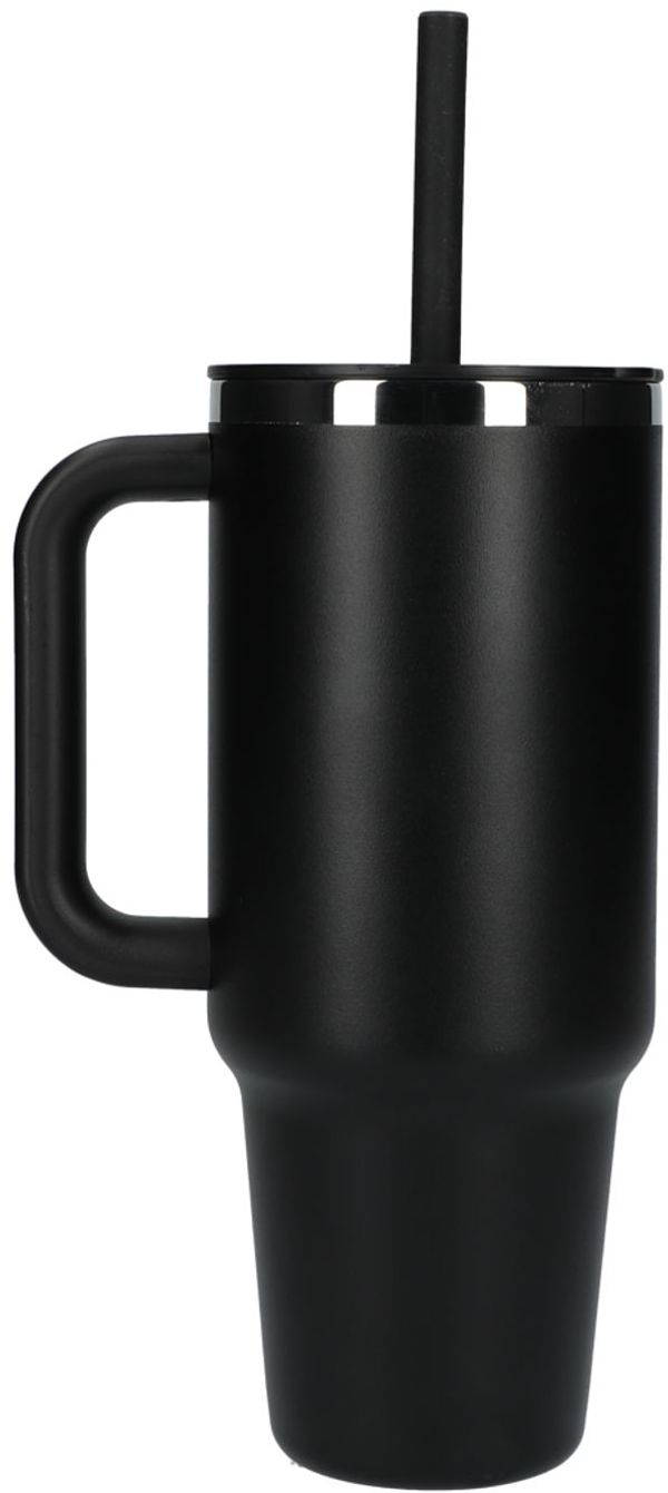Am image of a Custom Hydro Flask All Around Travel Tumbler 40oz with Straw in Black!