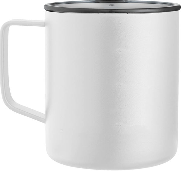 An image of a Custom Rover Copper Vacuum Insulated Camp Mug 14oz in White!