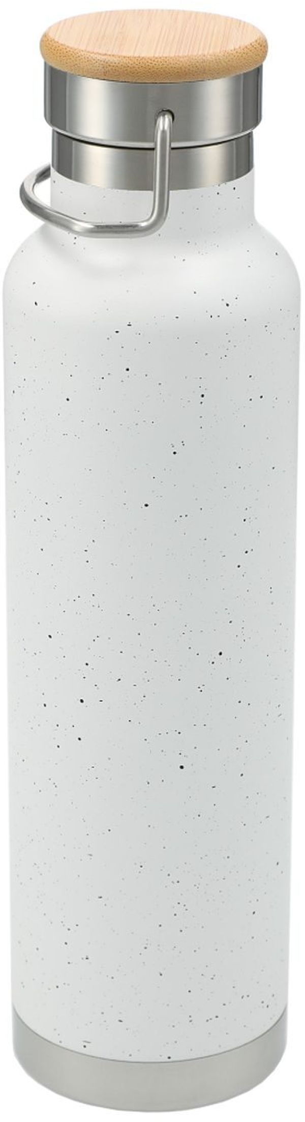 Am image of a Custom Speckled Thor Copper Vacuum Insulated Bottle 22oz in White!