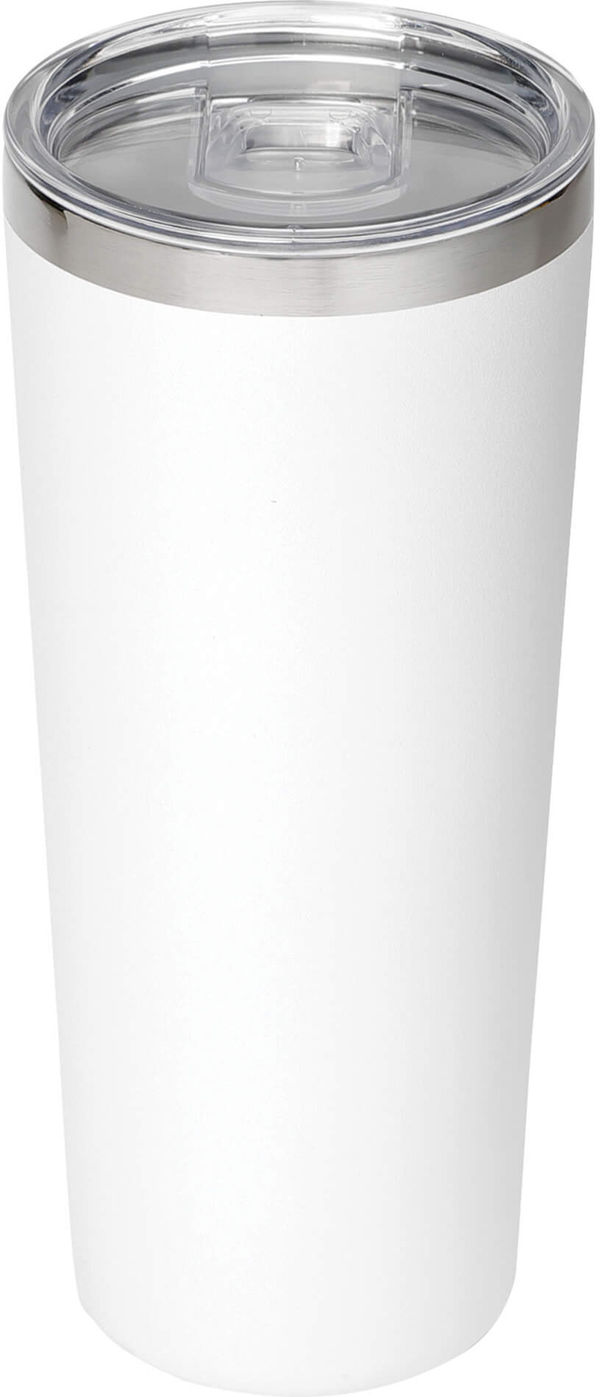 Am image of a Custom Thor Copper Vacuum Insulated Tumbler 22oz in White!