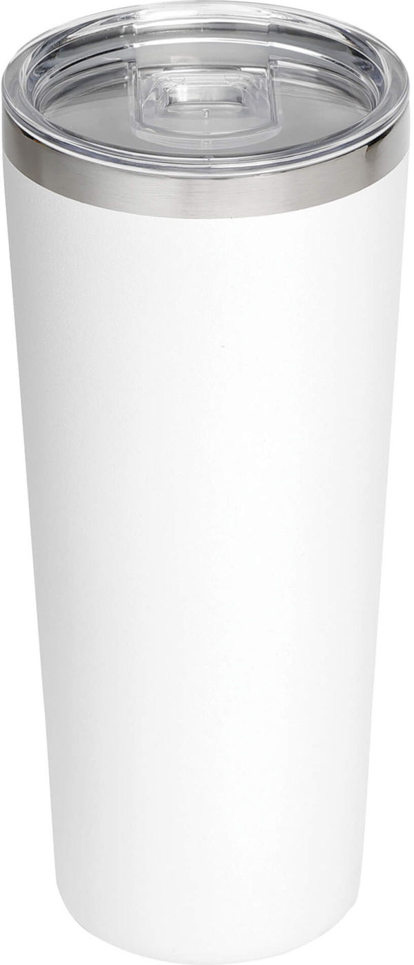 Am image of a Custom Thor Copper Vacuum Insulated Tumbler 22oz in White!