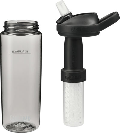 Am image of a Custom CamelBak Eddy 20oz with Tritan™ Renew LifeStraw in Charcoal!