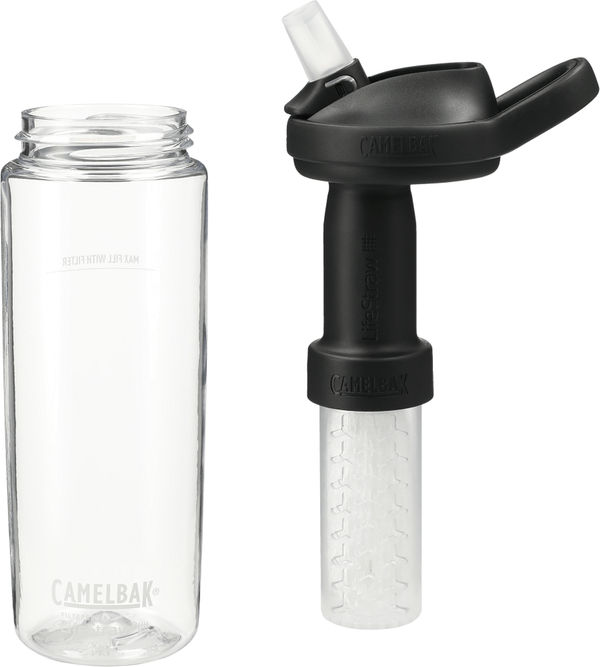Am image of a Custom CamelBak Eddy 20oz with Tritan™ Renew LifeStraw in Clear!