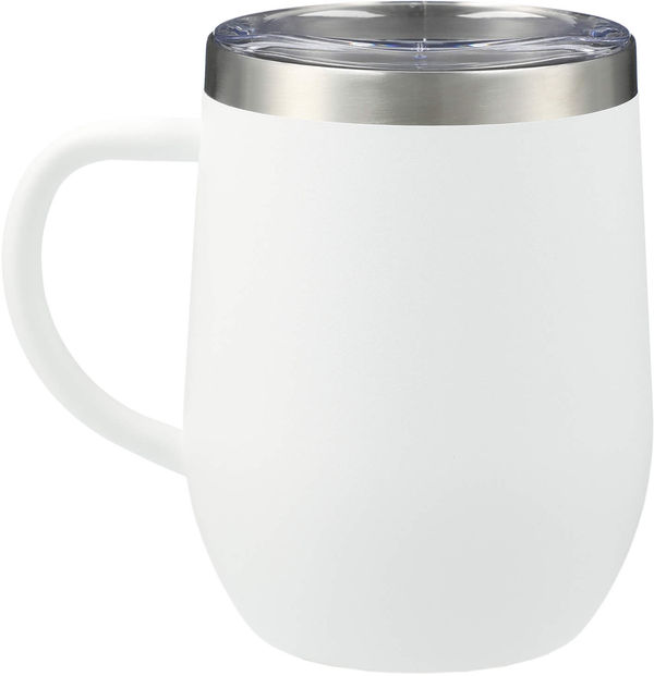 An image of a Custom Brew Copper Vacuum Insulated Mug 12oz in White!