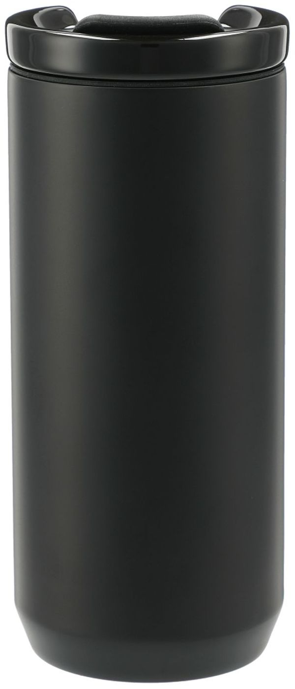 Am image of a Custom Seneca Tumbler 16oz with Ceramic Lid and Lining in Black!