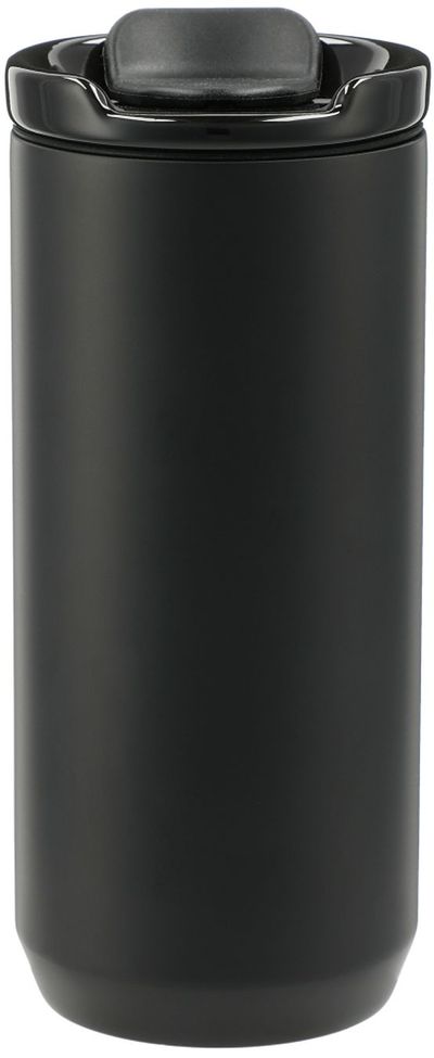 Am image of a Custom Seneca Tumbler 16oz with Ceramic Lid and Lining in Black!