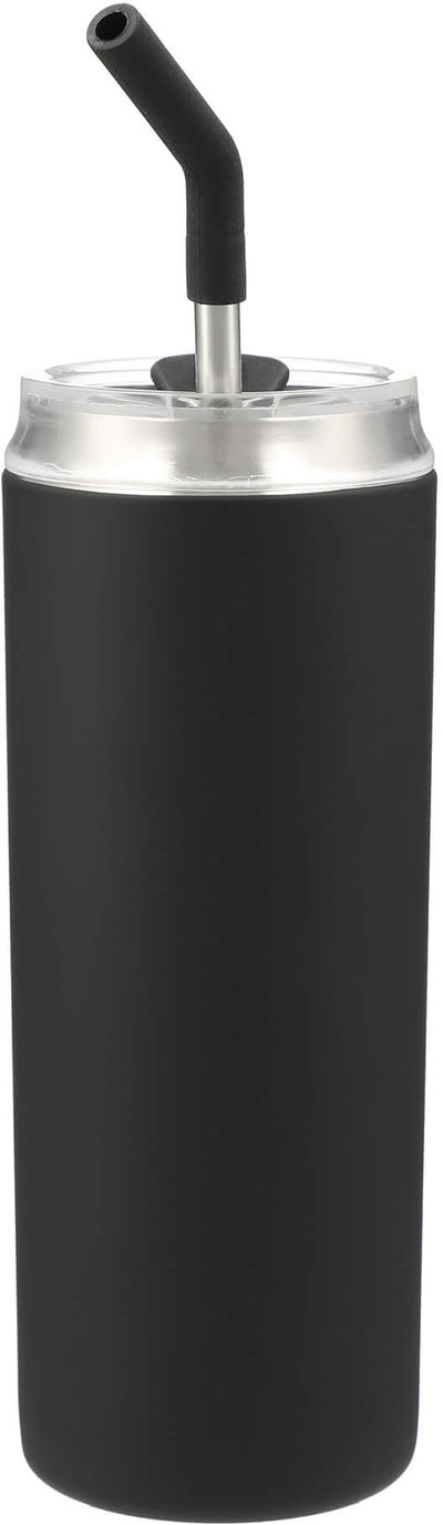 Am image of a Custom Marka Copper Vac Tumbler w SS straw 20oz in Black!