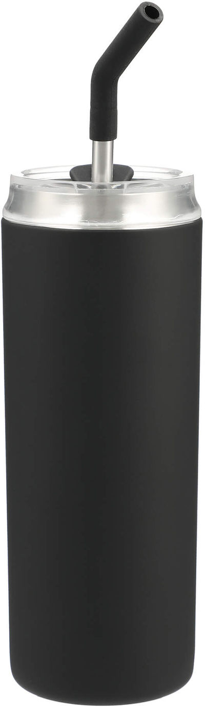 Am image of a Custom Marka Copper Vac Tumbler w SS straw 20oz in Black!