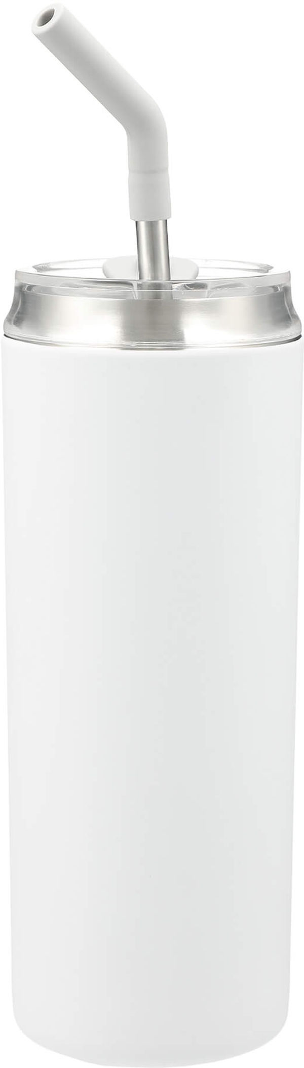 Am image of a Custom Marka Copper Vac Tumbler w SS straw 20oz in White!